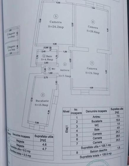 Apartament cu 3 camere decomandat în Elisabetin