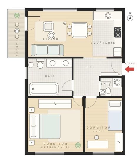 Apartament cu 3 camere decomandat în Păcurari