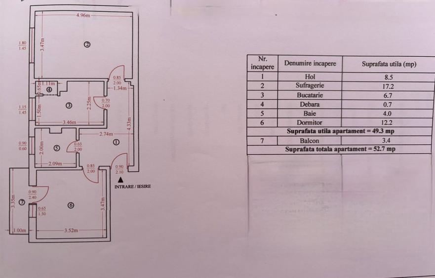 Apartament cu 2 camere decomandat în Central