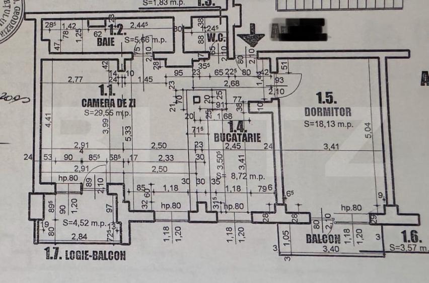 Apartament de 2 camere, decomandat, 2 bai, 72 mp, cartier La - 1