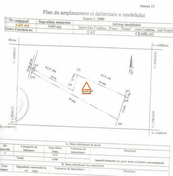 Teren Construcții intravilan de 5400 mp, în Ceahlău