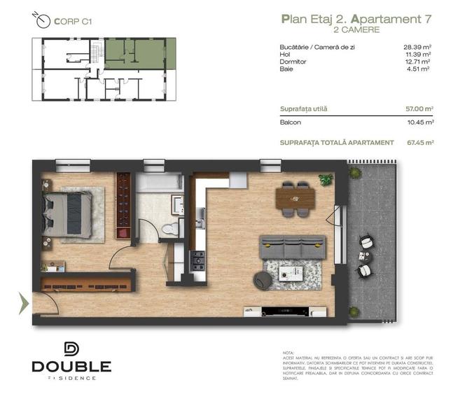 Apartament cu 2 camere în Unirii