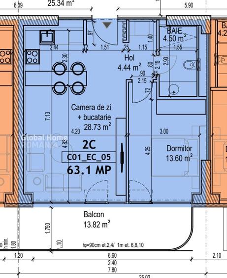 Apartament cu 2 camere decomandat în Colentina