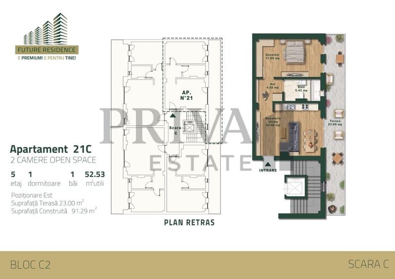 Apartament cu 2 camere decomandat în Torontalului