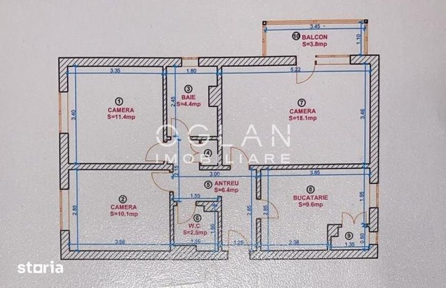 Apartament cu 3 camere în Ștrand