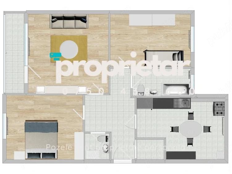 Apartament cu 3 camere decomandat în Basarabia