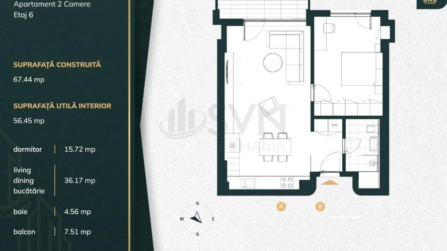 Apartament cu 2 camere semidecomandat în Floreasca