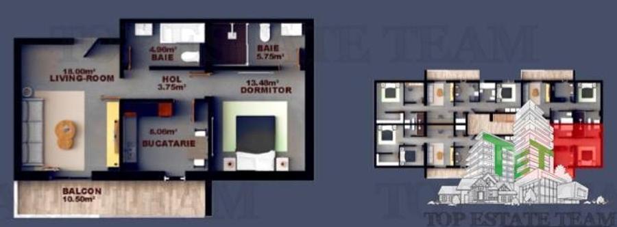 Apartament cu 2 camere semidecomandat în Dobroești