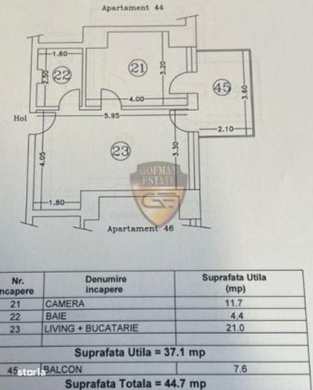 Apartament cu 2 camere în Nord