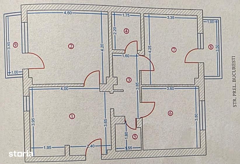 Apartament cu 3 camere în Mircea-Vodă