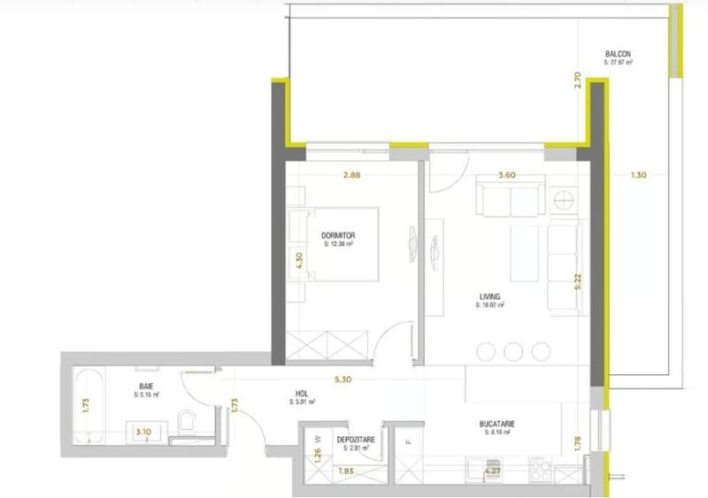 Apartament cu 3 camere decomandat în Central