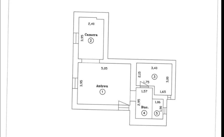 Apartament cu 2 camere nedecomandat în Ultracentral