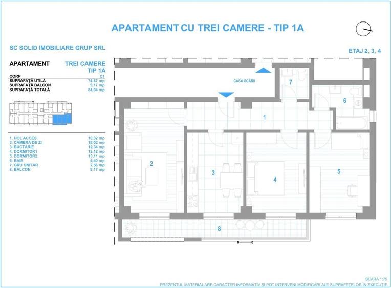 Apartament cu 3 camere în Vișani