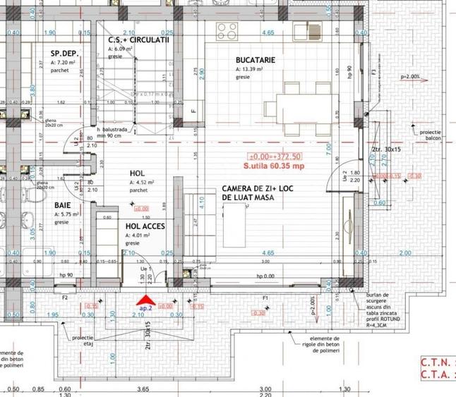 Duplex cu 4 camere cu Canalizare în Florești