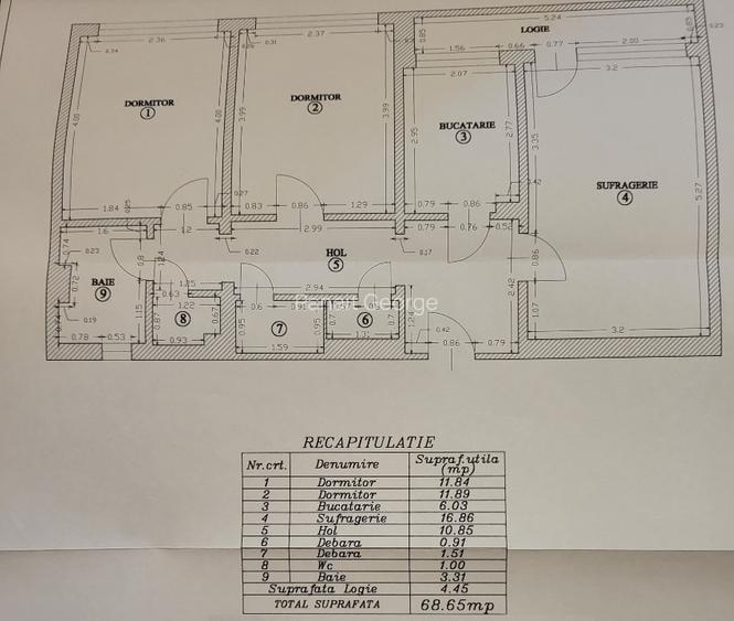 Apartament cu 3 camere decomandat, mobilat în Titan
