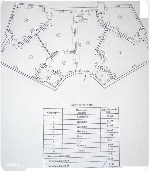 Apartament cu 3 camere în Central