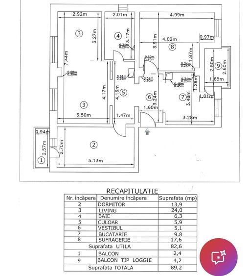 Apartament cu 3 camere decomandat în 1 Decembrie