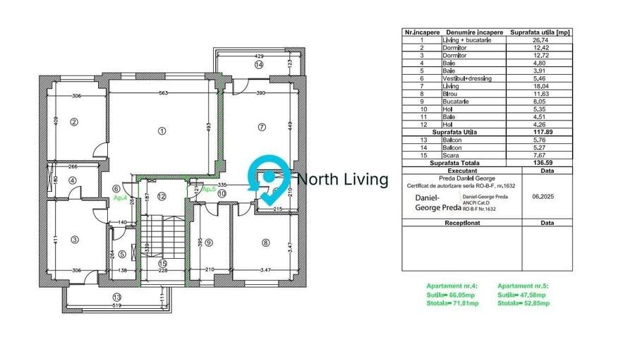 Apartament cu 3 camere în Străulești