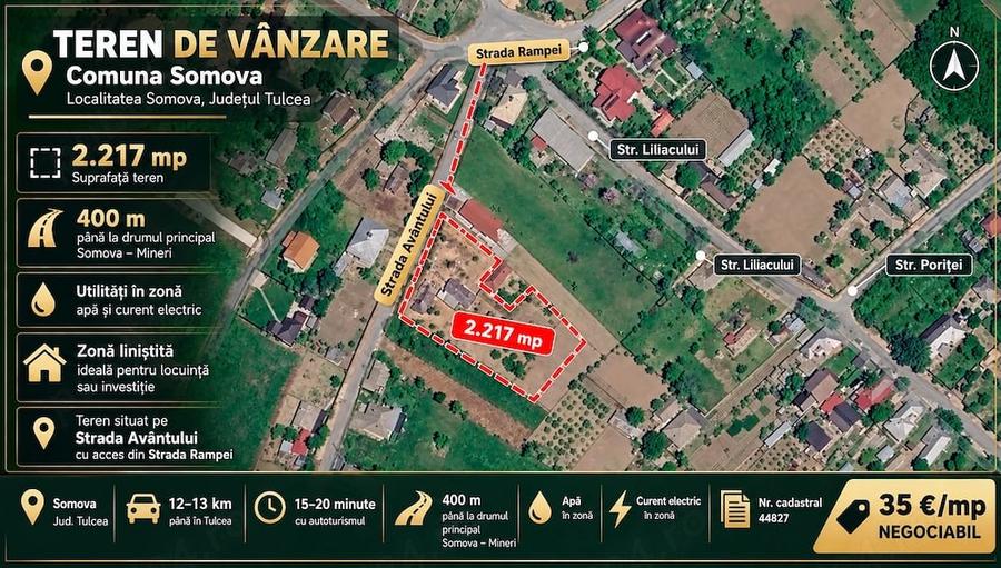 Teren de 2217 mp, în Somova