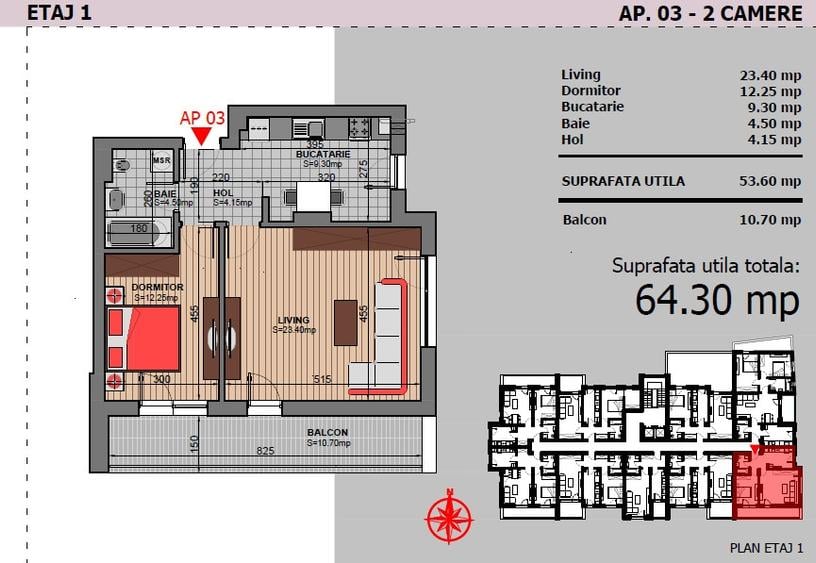 Apartament cu 2 camere decomandat în Brâncoveanu