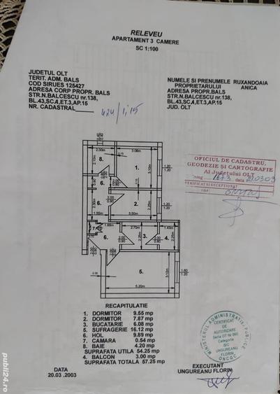 Apartament cu 3 camere decomandat în Central