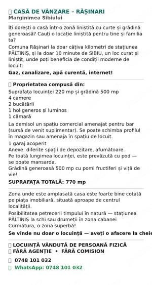 Casă cu Teren 500 Mp în Rășinari
