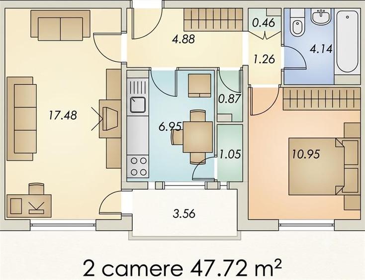 Apartament cu 2 camere decomandat în Rogerius
