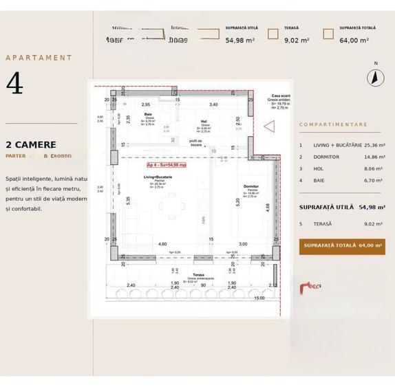Apartament cu 3 camere decomandat în Soarelui