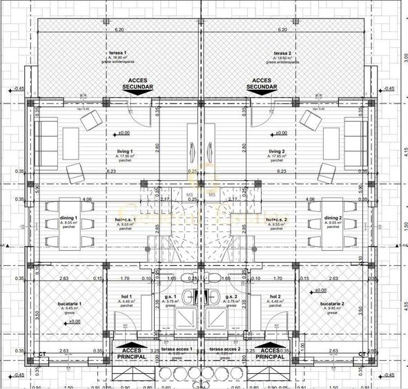 Duplex cu 4 camere cu Canalizare în Tărlungeni