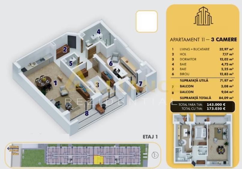 {Metrou Berceni, doar 5 minute} | Apartament 3 camere | - 1