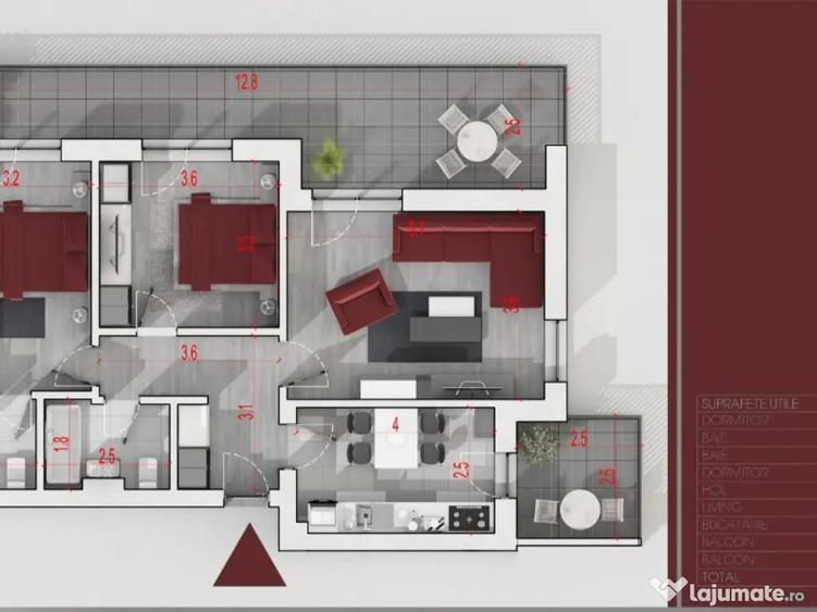 Apartament cu 3 camere decomandat în Central