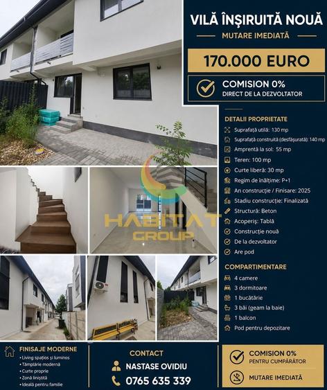 VILĂ NOUĂ | 130 MP UTILI | 4 CAMERE | COMISION 0% | MUTARE IMEDIATĂ - 1