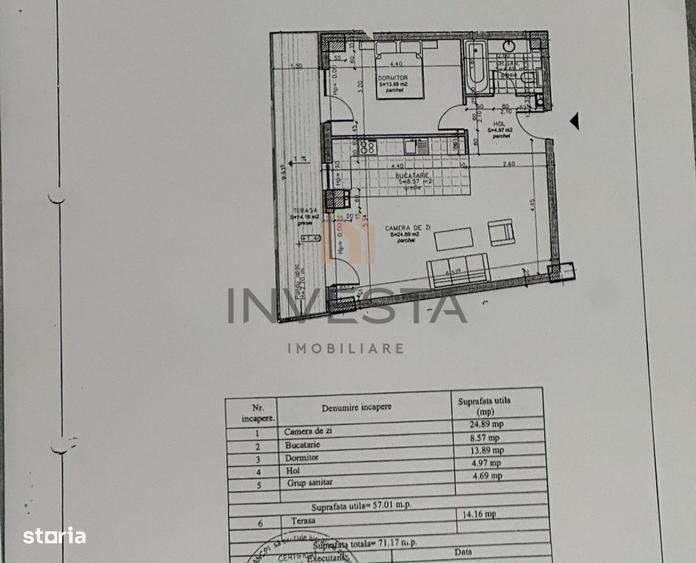Apartament cu 2 camere semidecomandat, mobilat în Bună Ziua