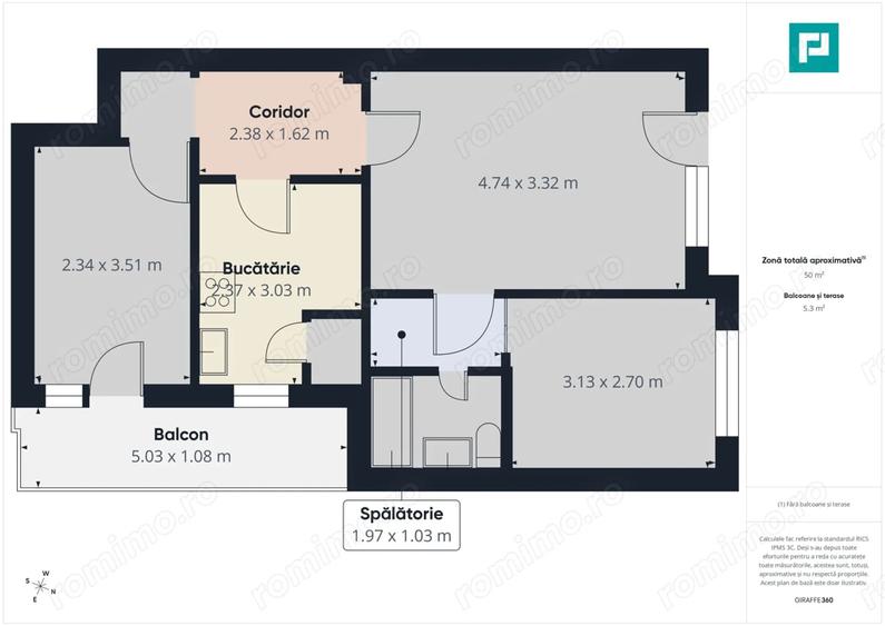 Apartament cu 3 camere semidecomandat în Romanilor