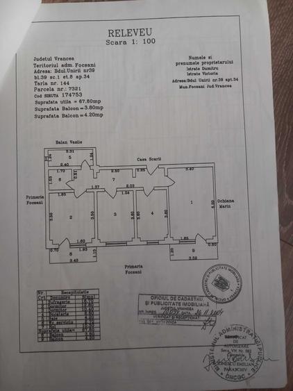 Apartament cu 3 camere decomandat în Central