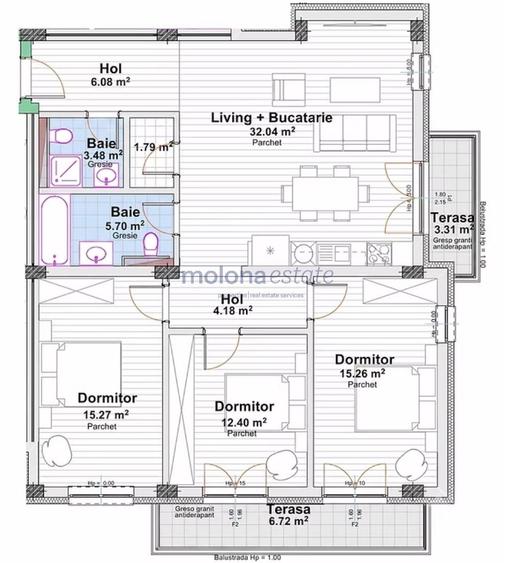 Apartament cu 4 camere, 96,20 mp utili + terasa 10 mp, Proiect exclus - 2