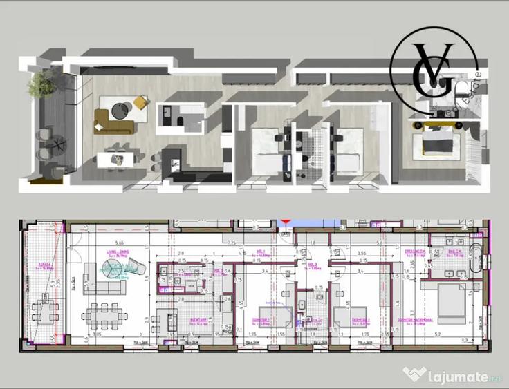 Apartament cu 4 camere decomandat în Central