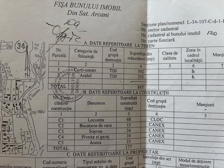 Casă individuală cu 3 camere cu Canalizare în Arcani