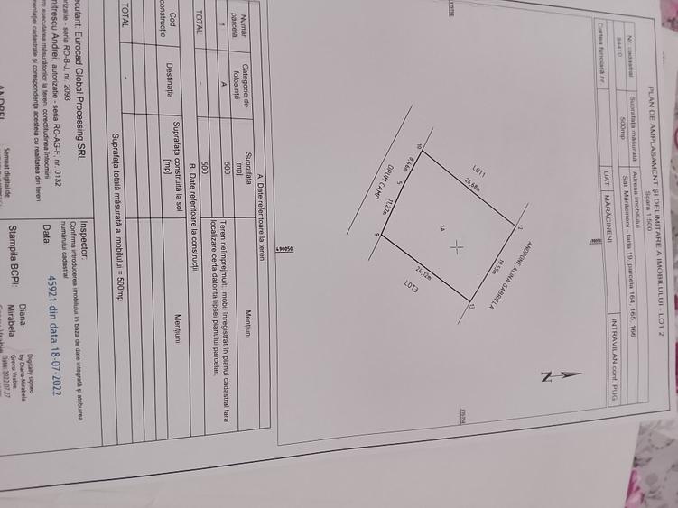 Teren Construcții intravilan de 500 mp, în Mărăcineni