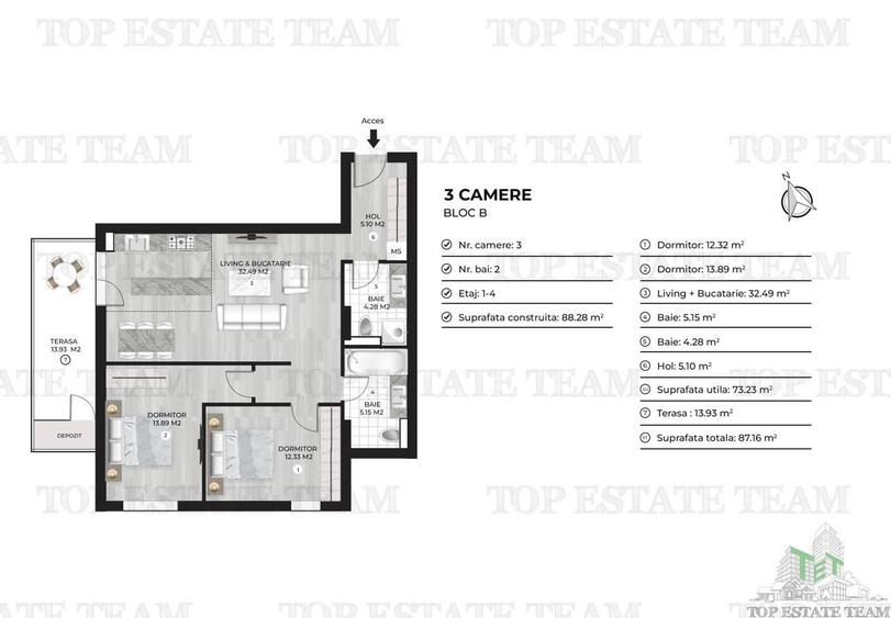 Apartament cu 3 camere în Doamna Ghica — fotografia 1