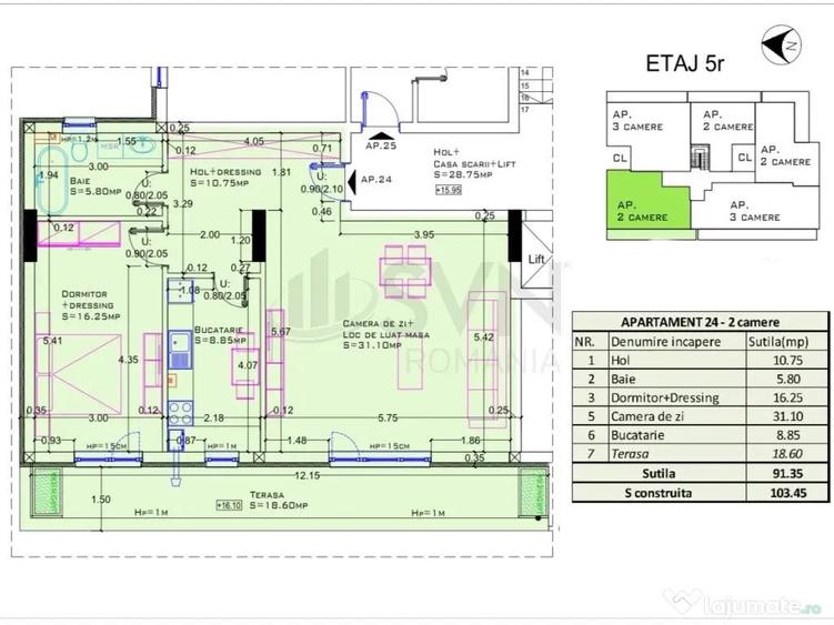 Apartament cu 4 camere semidecomandat în Aviației