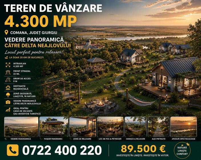 Teren Construcții intravilan de 4300 mp, în Comana