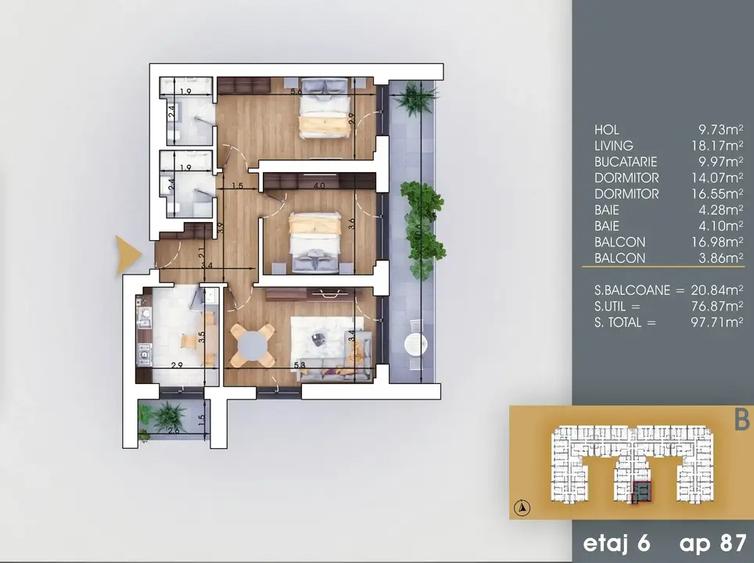 Apartament 3 Camere 97 mp FINALIZAT| 8 minute Metrou Nicolae Teclu - 2