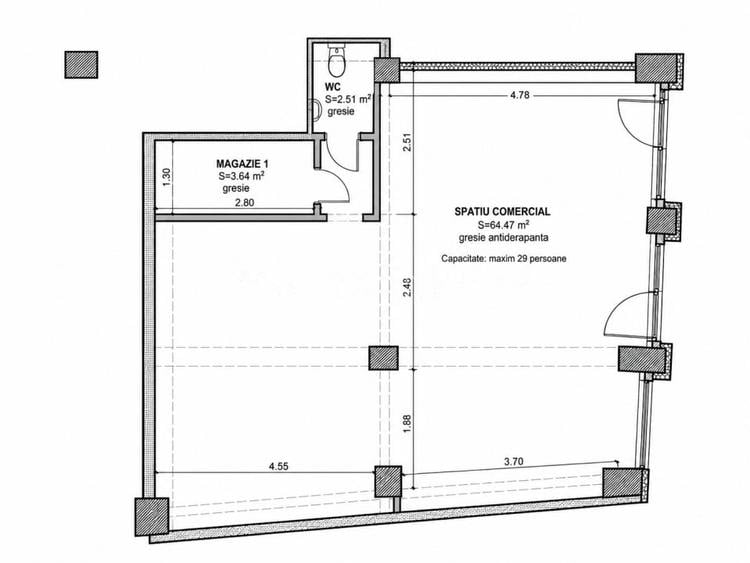 Spațiu comercial, de 65 mp, în Central