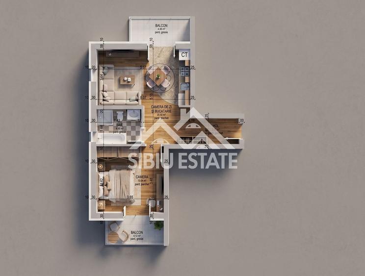 Apartament cu 2 camere semidecomandat în Arhitecților - Calea Cisnădiei