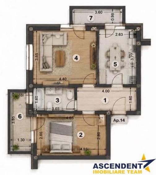 Apartament cu 2 camere decomandat în Sânpetru