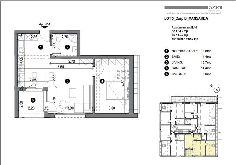 Apartament cu 2 camere semidecomandat în Freidorf