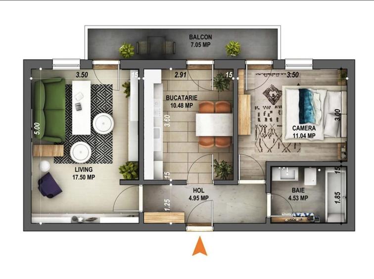 Apartament 2 camere - Gradina proprie - Cartierul Arhitec?ilor - 1