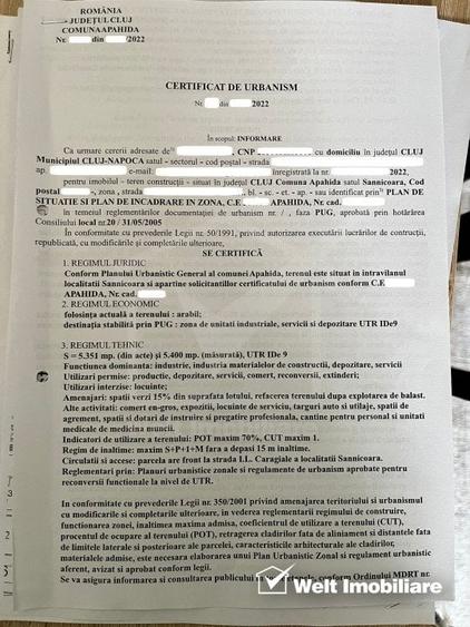 Teren Construcții intravilan de 5400 mp, în Sânnicoară