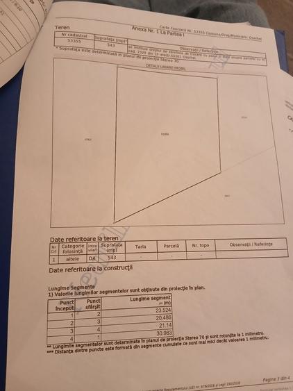 Teren de 543 mp, în Oșorhei